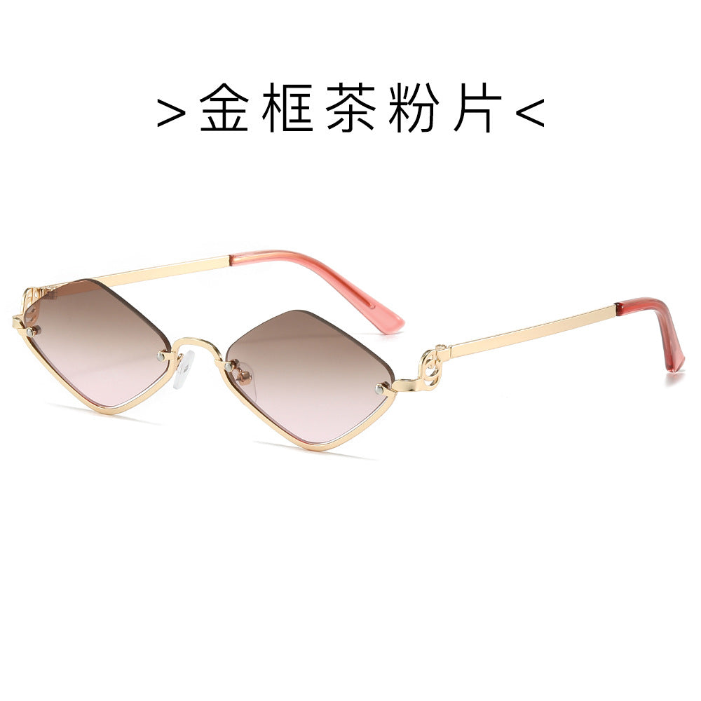 (6 PACK) Wholesale Sunglasses Fashion Metal Semirimless Unisex Trendy Unique 2024 - BulkSunglassesWholesale.com - Gold Frame Tea Pink Lens