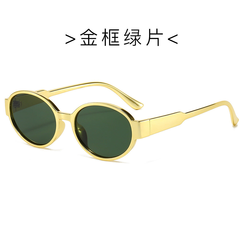 (6 PACK) Wholesale Sunglasses New Arrival Round Fashion 2024 - BulkSunglassesWholesale.com - Gold Frame Green Lens