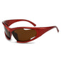 (12 PACK) Wholesale Sports Sunglasses New Arrival Hollow Trendy Street Cycling Sport Women 2024 - BulkSunglassesWholesale.com - Red Frame Tea Lens