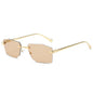 (6 PACK) Wholesale Sunglasses New Arrival Rimless Unique Fashion Cut Edge Metal Women 2024 - BulkSunglassesWholesale.com - Gold Frame Champagne Lens