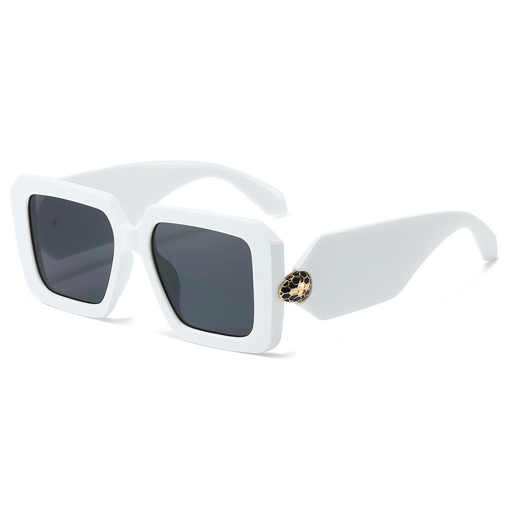 (6 PACK) Wholesale Sunglasses Fashion Vintage Square Street Women Wide 2024 - BulkSunglassesWholesale.com - White Frame Black Lens