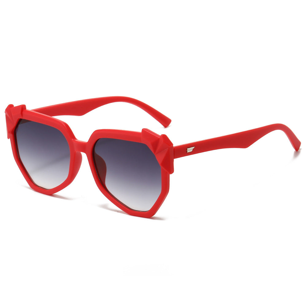 (6 PACK) Wholesale Sunglasses New Arrival Fashion Street 2024 - BulkSunglassesWholesale.com - Red Frame Gradient Black Lens