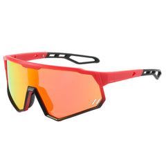 (12 PACK) Wholesale Sports Sunglasses New Arrival Sport Cycling Unisex Oversized Polarized 2024 - BulkSunglassesWholesale.com - Polarized Red Frame Red Mirrored