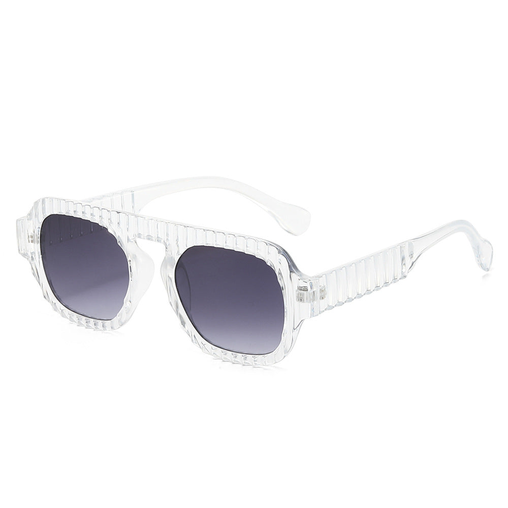 (6 PACK) Wholesale Sunglasses New Arrival Aviator Women Fashion Vintage 2024 - BulkSunglassesWholesale.com - Transparent Frame Gradient Black Lens