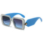(6 PACK) Wholesale Sunglasses Fashion Vintage Square Street Women Wide 2024 - BulkSunglassesWholesale.com - Grey Frame Grey Blue Lens