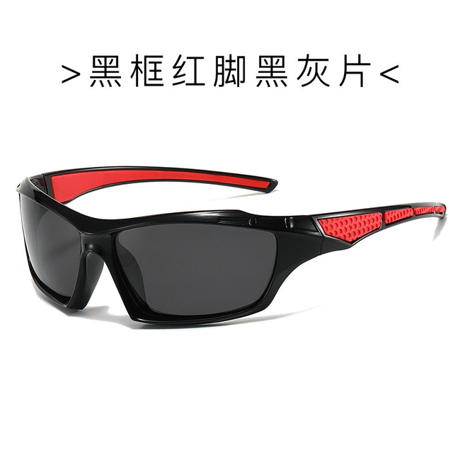 (6 PACK) Wholesale Sunglasses New Arrival New Arrival Unisex Polarized Outdoor Night Vision Cycling Sport 2024 - BulkSunglassesWholesale.com - Black Frame Red Temple Black Black Lens Hover Image