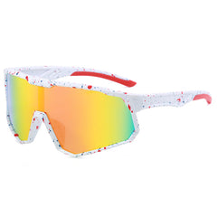 (12 PACK) Wholesale Sports Sunglasses Outdoor Sport Cycling Women Windproof 2024 - BulkSunglassesWholesale.com - White Frame Red Mirrored