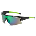 (12 PACK) Wholesale Sports Sunglasses New Arrival Outdoor Cycling Women Sport One Piece 2024 - BulkSunglassesWholesale.com - Green Frame Green Mirrored