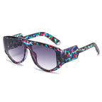 (6 PACK) Wholesale Sunglasses New Arrival Square Fashion Women Trendy Unique 2025 - BulkSunglassesWholesale.com - Blue Leopard Print Frame Gradient Black Lens