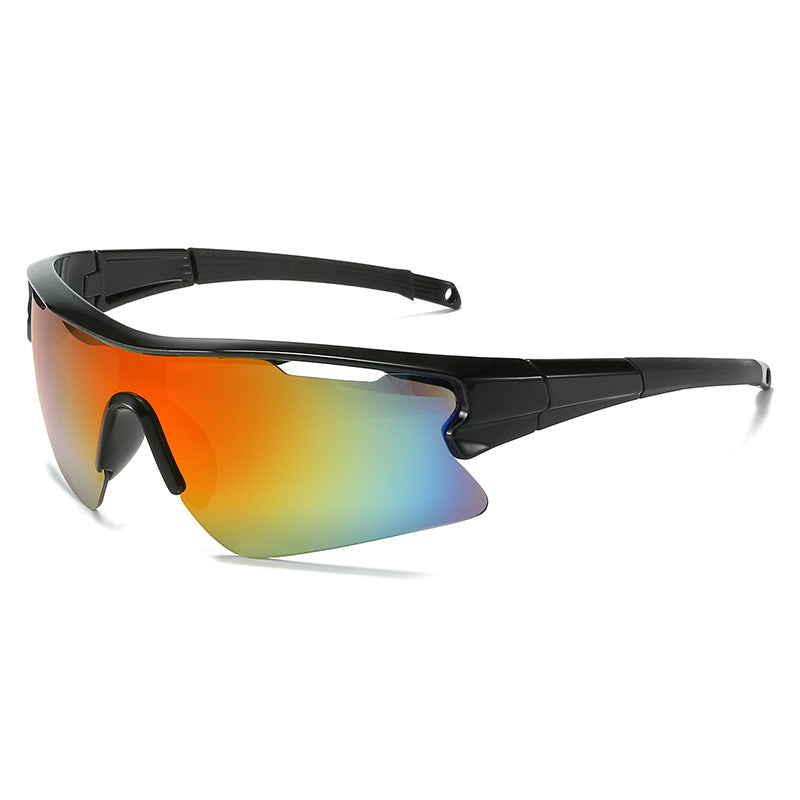 (12 PACK) Wholesale Sports Sunglasses New Arrival Outdoor Cycling Women Sport One Piece 2024 - BulkSunglassesWholesale.com - Black Frame Red Mirrored