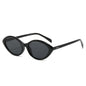 (6 PACK) Wholesale Sunglasses New Arrival Small Cat Eye Women Street Fashion Trendy Women 2024 - BulkSunglassesWholesale.com - Shiny Black Frame Black Lens