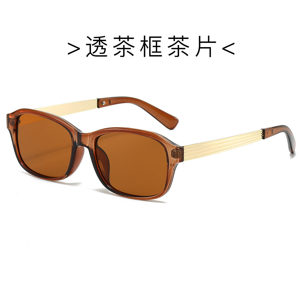 (6 PACK) Wholesale Sunglasses New Arrival Fashion Square Metal 2024 - BulkSunglassesWholesale.com - Clear Tea Frame Tea Lens