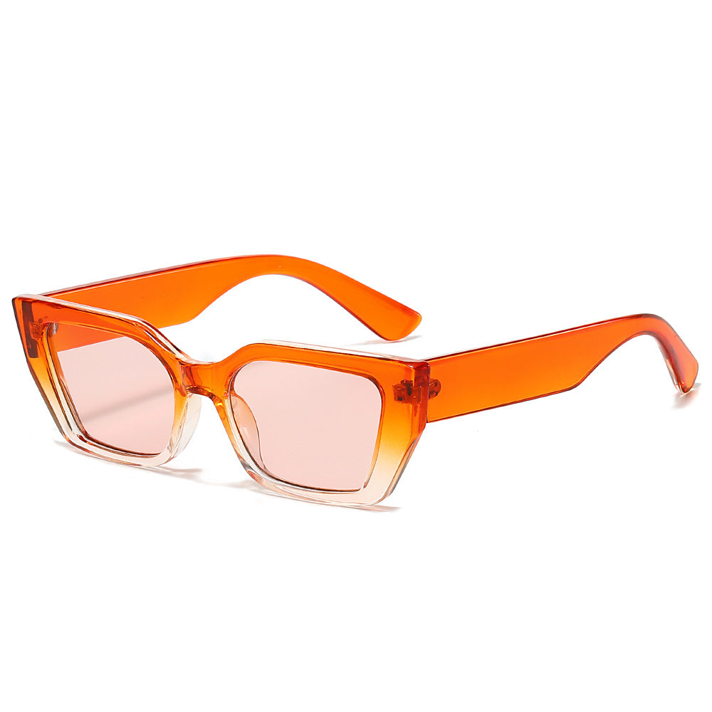 (6 PACK) Wholesale Sunglasses New Arrival Cat Eye Unique Cat Eye Fashion Women 2024 - BulkSunglassesWholesale.com - Orange Tea Frame Tea Lens