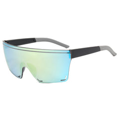 (12 PACK) Wholesale Sports Sunglasses New Arrival Outdoor Sport Cycling Fashion Rimless Unisex Oversized One Piece Trendy 2024 - BulkSunglassesWholesale.com - Black Frame Gold Mirrored