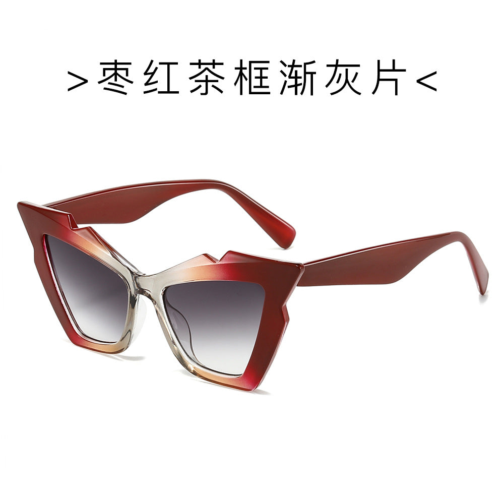 (6 PACK) Wholesale Sunglasses Trendy Street Fashion Unique 2024 - BulkSunglassesWholesale.com - Red Tea Frame Gradient Black Lens