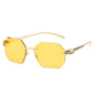 (6 PACK) Wholesale Sunglasses New Arrival Rimless Unique Leopard Head Polygon Cut Edge Fashion Women 2024 - BulkSunglassesWholesale.com - Gold Frame Yellow Lens