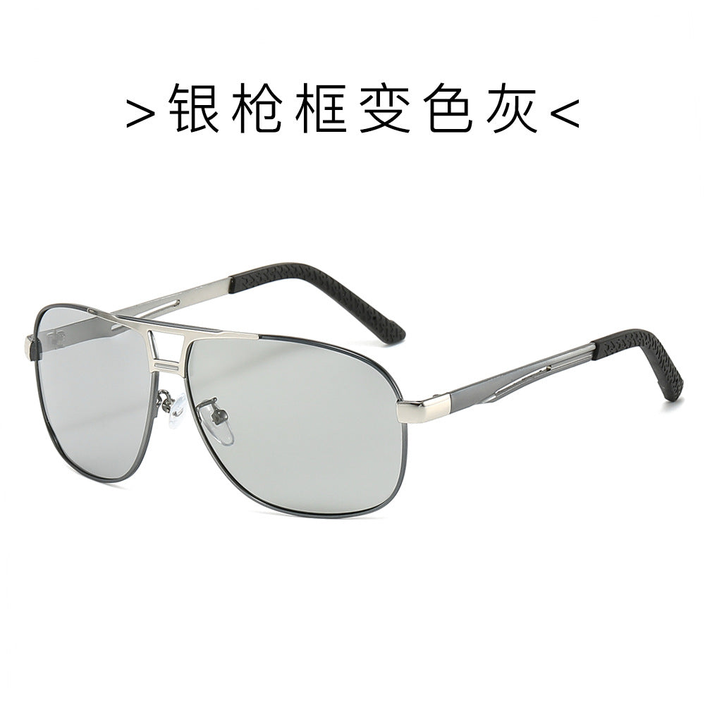 (6 PACK) Wholesale Sunglasses New Arrival Metal Polarized Men Fashion Trendy Outdoor Sport 2024 - BulkSunglassesWholesale.com - Silver Gunmetal Frame Photochromic Lens