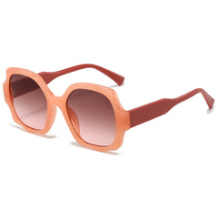 (6 PACK) Wholesale Sunglasses New Arrival Square Unique Fashion Street 2024 - BulkSunglassesWholesale.com - Pink Frame Tea Pink Lens