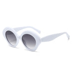 (6 PACK) Wholesale Sunglasses New Arrival Fashion Women Unique Oval Trendy 2024 - BulkSunglassesWholesale.com - White Frame Gradient Black Lens