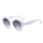 (6 PACK) Wholesale Sunglasses New Arrival Fashion Women Unique Oval Trendy 2024 - BulkSunglassesWholesale.com - White Frame Gradient Black Lens