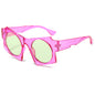 (6 PACK) Wholesale Sunglasses New Arrival Fashion Street 2024 - BulkSunglassesWholesale.com - Clear Purple Frame Green Lens