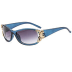 (6 PACK) Wholesale Sunglasses New Arrival Fashion Unique Butterfly Women 2024 - BulkSunglassesWholesale.com - Clear Blue Frame Gradient Black Lens