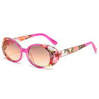 (6 PACK) Wholesale Sunglasses New Arrival Small Oval Fashion Round 2024 - BulkSunglassesWholesale.com - Purple Frame Purple Pink Lens