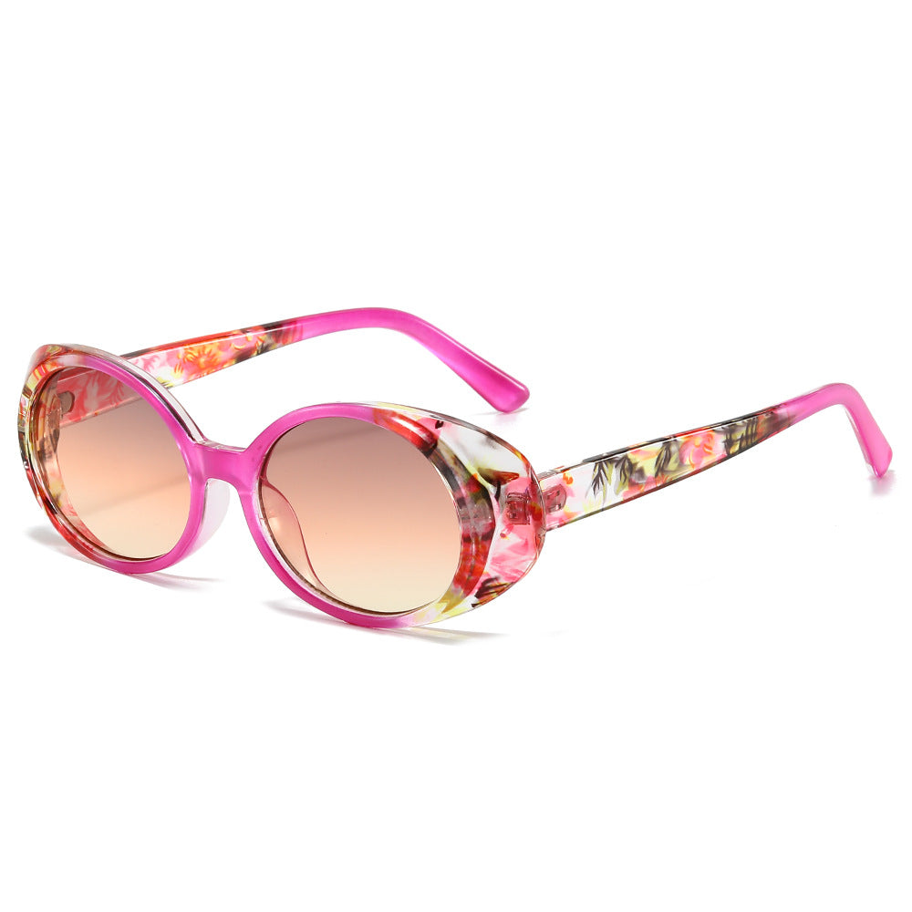 (6 PACK) Wholesale Sunglasses New Arrival Small Oval Fashion Round 2024 - BulkSunglassesWholesale.com - Purple Frame Purple Pink Lens