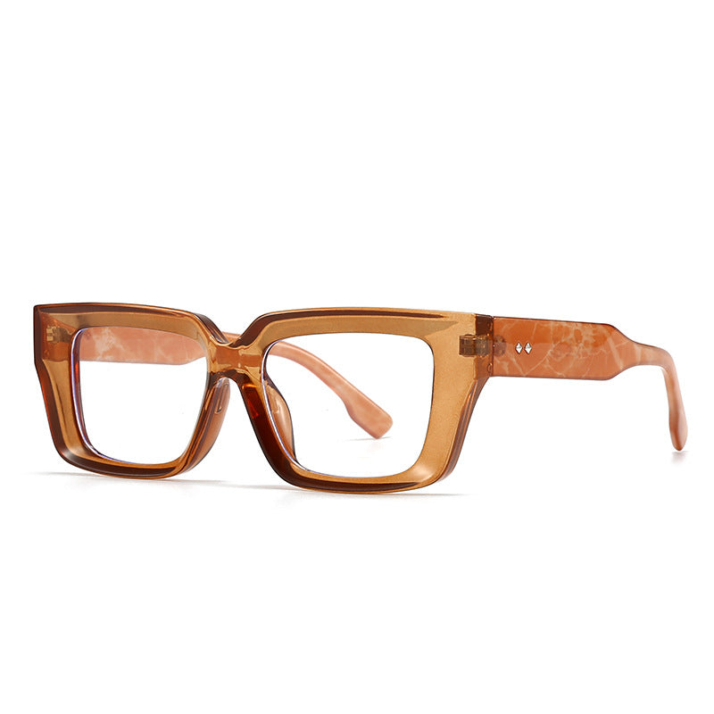 (6 PACK) Wholesale Sunglasses Trendy Street Antiblue Light Women 2024 - BulkSunglassesWholesale.com - Tea Frame Clear Lens