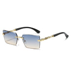 (6 PACK) Wholesale Sunglasses New Arrival Square Fashion Unique Unique Cut Edge 2024 - BulkSunglassesWholesale.com - Gold Frame Blue Tea Lens