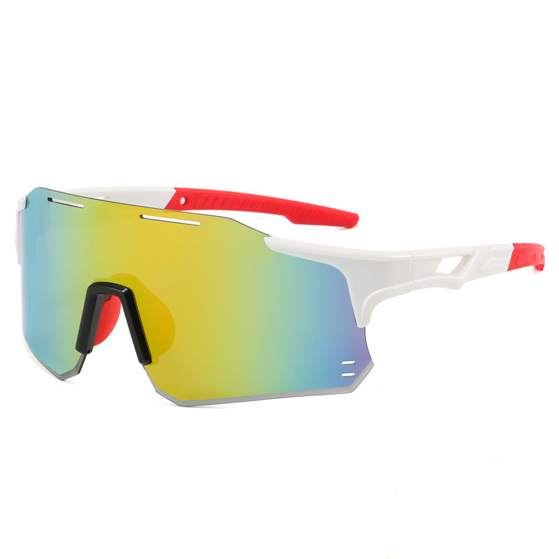 (12 PACK) Wholesale Sports Sunglasses New Arrival Outdoor Cycling Windproof Unisex Sport 2024 - BulkSunglassesWholesale.com - White Frame Red Mirrored