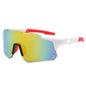 (12 PACK) Wholesale Sports Sunglasses New Arrival Outdoor Cycling Windproof Unisex Sport 2024 - BulkSunglassesWholesale.com - White Frame Red Mirrored
