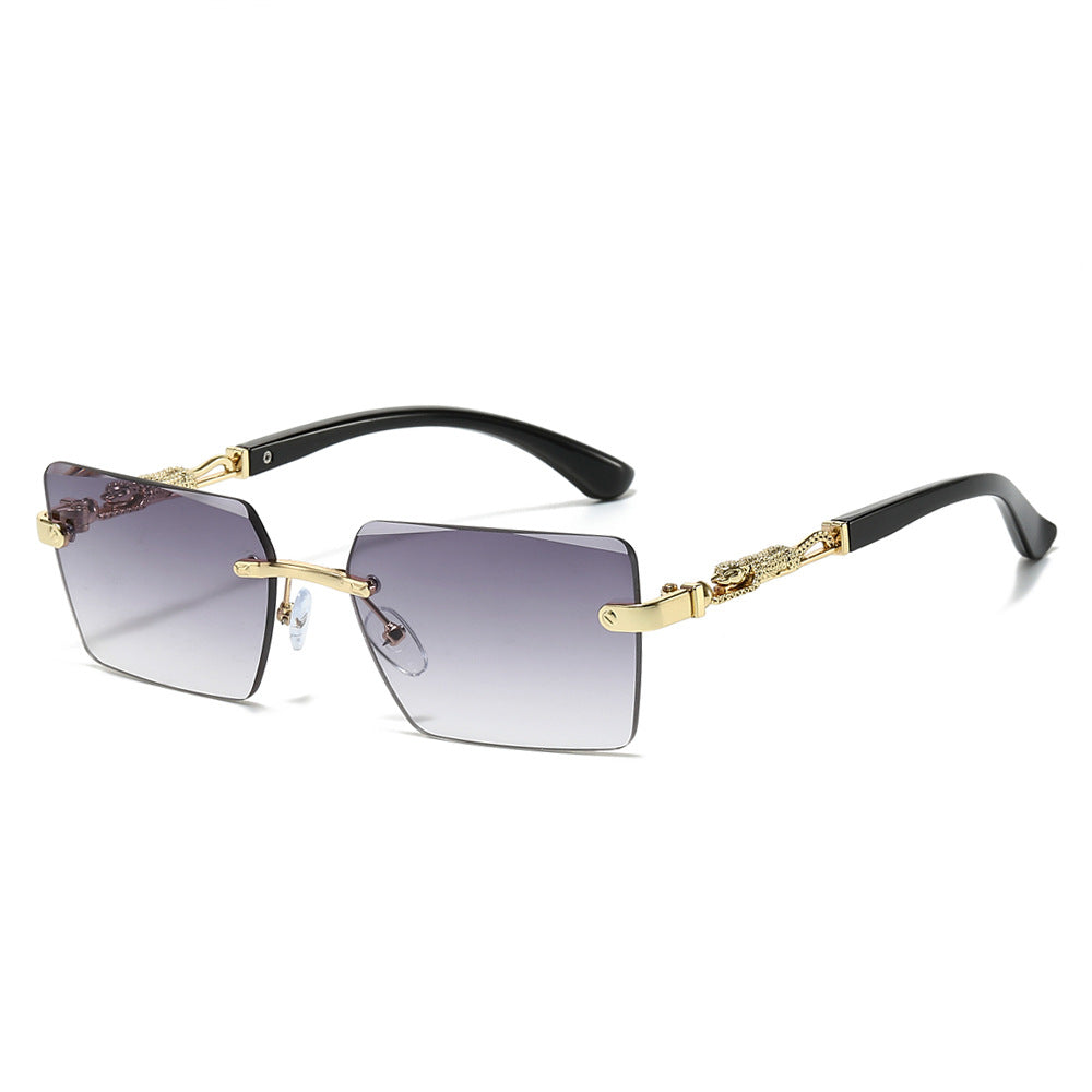 (6 PACK) Wholesale Sunglasses New Arrival Square Fashion Unique Unique Cut Edge 2024 - BulkSunglassesWholesale.com - Gold Frame Gradient Black Lens