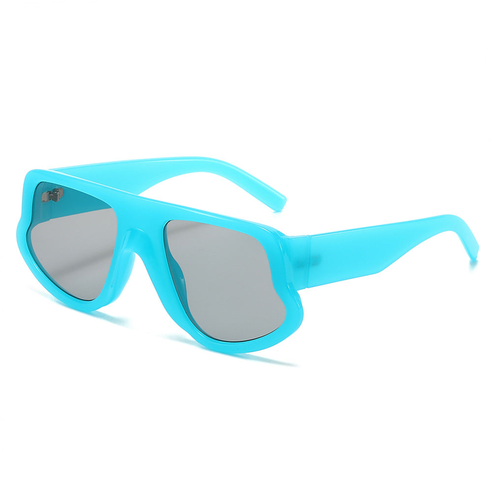 (6 PACK) Wholesale Sunglasses New Arrival Wide Fashion Oversized Trendy 2025 - BulkSunglassesWholesale.com - Blue Frame Black Lens