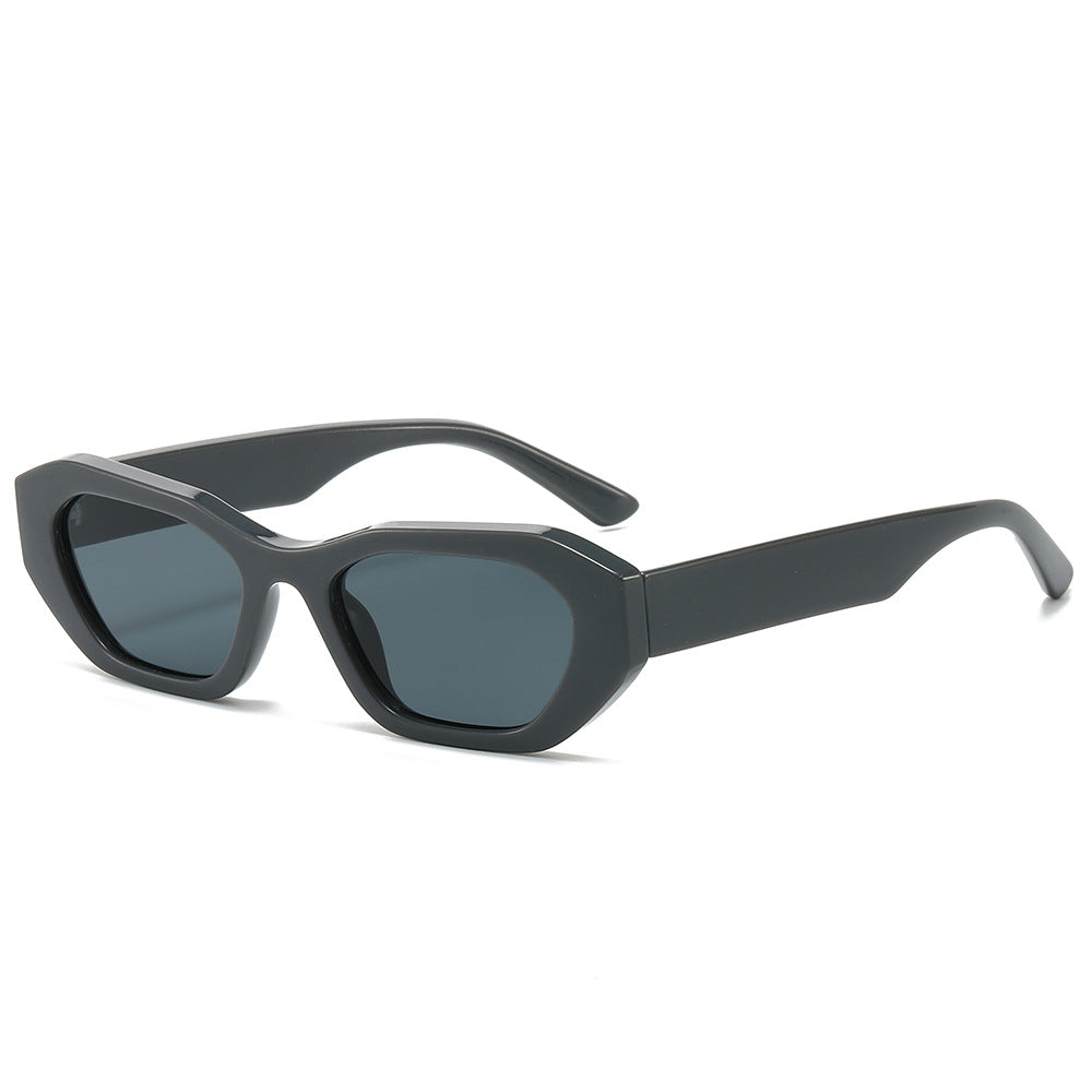 (6 PACK) Wholesale Sunglasses Fashion Unique Small Trendy Unique Hip Hop 2024 - BulkSunglassesWholesale.com - Grey Frame Black Lens