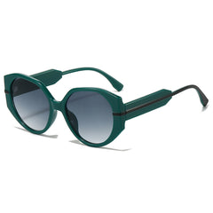 (6 PACK) Wholesale Sunglasses New Arrival Round Fashion Trendy Unisex 2024 - BulkSunglassesWholesale.com - Green Frame Black Lens