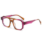 (6 PACK) Wholesale Sunglasses New Arrival Women Oversized Women Women Unique Double Bridge 2024 - BulkSunglassesWholesale.com - Purple Frame Clear Lens