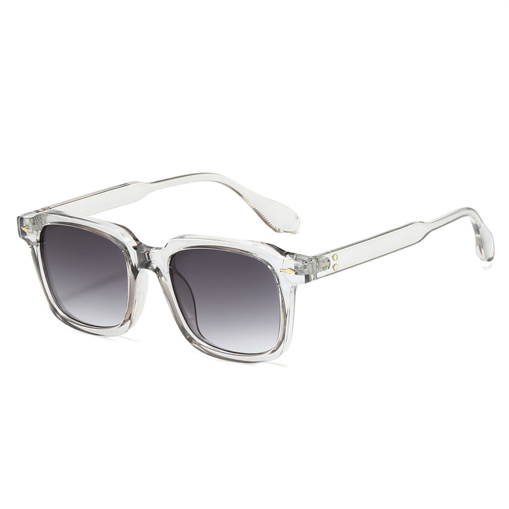 (6 PACK) Wholesale Sunglasses New Arrival Square Fashion Vintage Trendy 2025 - BulkSunglassesWholesale.com - Clear Grey Frame Gradient Black Lens
