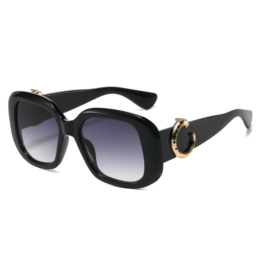 (6 PACK) Wholesale Sunglasses New Arrival Square Fashion Vintage Oversized Unique 2024 - BulkSunglassesWholesale.com - Shiny Black Frame Gradient Black Lens