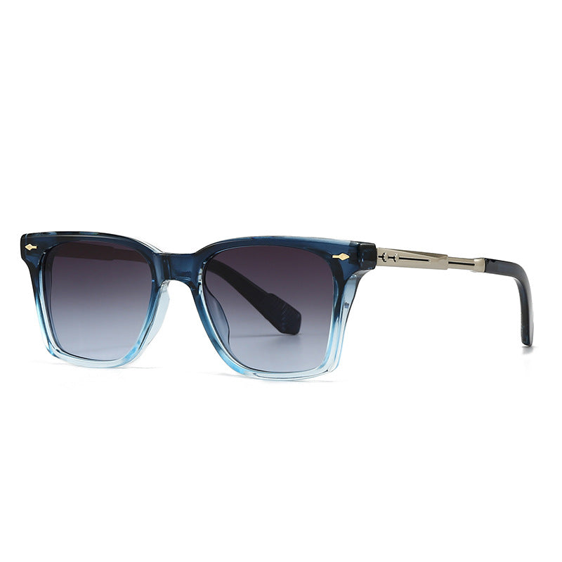 (6 PACK) Wholesale Sunglasses New Arrival Aviator Vintage Square 2024 - BulkSunglassesWholesale.com - Blue Frame Blue Lens