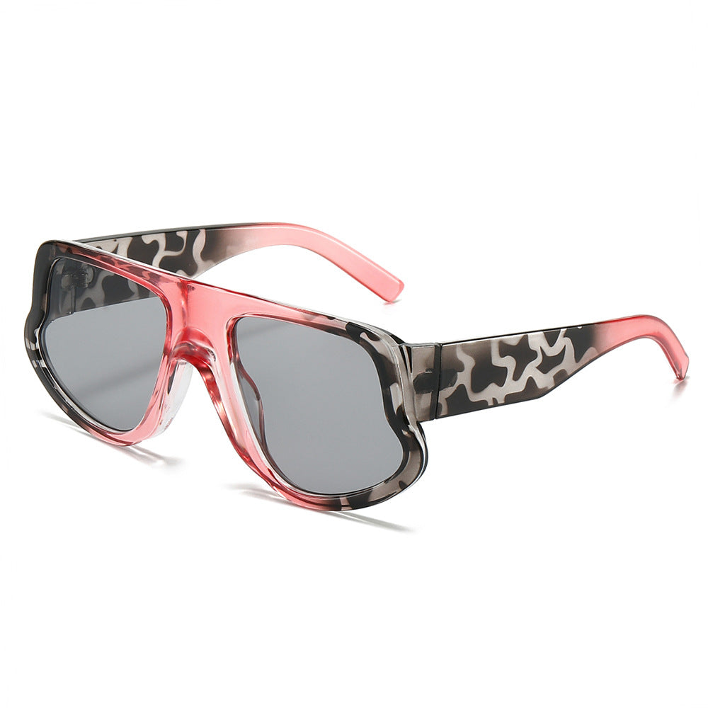 (6 PACK) Wholesale Sunglasses New Arrival Wide Fashion Oversized Trendy 2025 - BulkSunglassesWholesale.com - Pink Leopard Print Frame Black Lens