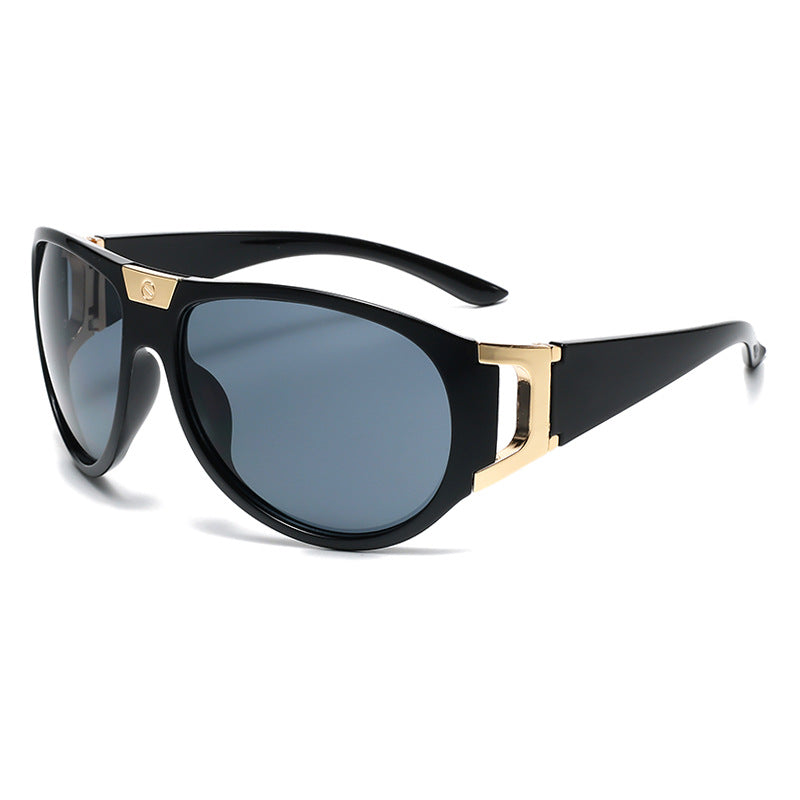 (6 PACK) Wholesale Sunglasses Unisex Fashion Outdoor Sport Cycling Futuristic Hip Hop Punk 2024 - BulkSunglassesWholesale.com - Shiny Black Frame Grey