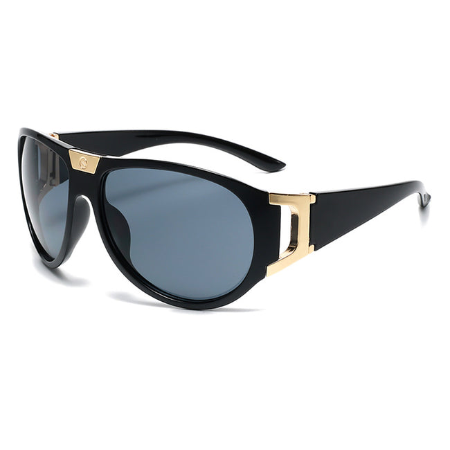 (6 PACK) Wholesale Sunglasses Unisex Fashion Outdoor Sport Cycling Futuristic Hip Hop Punk 2024 - BulkSunglassesWholesale.com - Shiny Black Frame Grey Hover Image