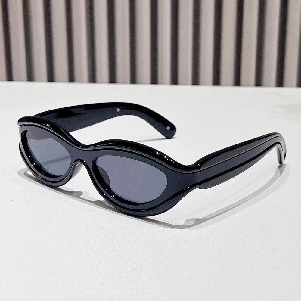(6 PACK) Wholesale Sunglasses Unique Vintage Unisex Outdoor 2024 - BulkSunglassesWholesale.com - Black Frame Black Lens