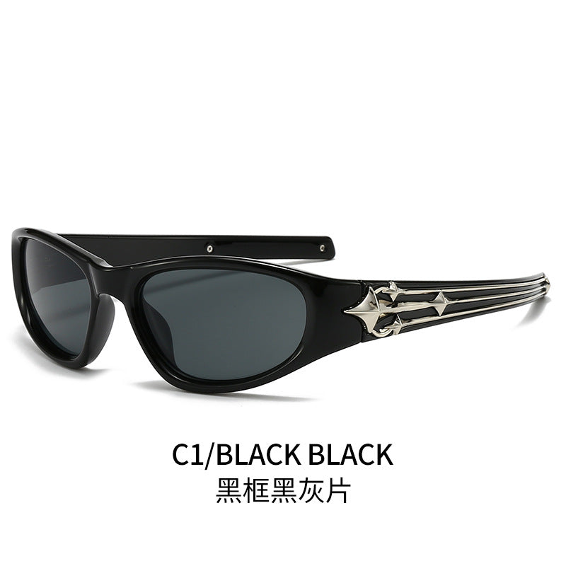 (6 PACK) Wholesale Sunglasses New Arrival Sport Fashion Trendy Vintage Unisex 2024 - BulkSunglassesWholesale.com - Black Frame Silver Black Black Lens