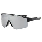 (12 PACK) Wholesale Sports Sunglasses Outdoor Sport Cycling New Arrival Oversized One Piece 2024 - BulkSunglassesWholesale.com - Black Frame Mirrored Lens