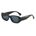 (6 PACK) Wholesale Sunglasses New Arrival Rivet Square Fashion Trendy Vintage 2025 - BulkSunglassesWholesale.com - Black Frame Black Black Lens