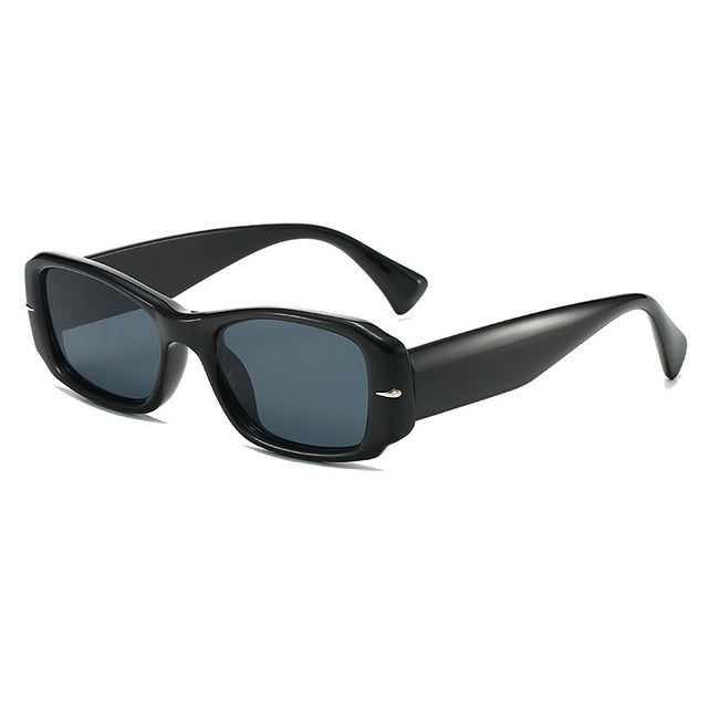 (6 PACK) Wholesale Sunglasses New Arrival Rivet Square Fashion Trendy Vintage 2025 - BulkSunglassesWholesale.com - Black Frame Black Black Lens Hover Image