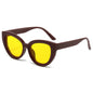 (6 PACK) Wholesale Sunglasses New Arrival Oversized Cat Eye Unique Fashion Street 2024 - BulkSunglassesWholesale.com - Red Frame Yellow Lens