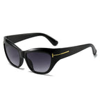 (6 PACK) Wholesale Sunglasses New Arrival Fashion Women Small Cat Eye Unique Trendy 2024 - BulkSunglassesWholesale.com - Black Frame Gradient Black Lens